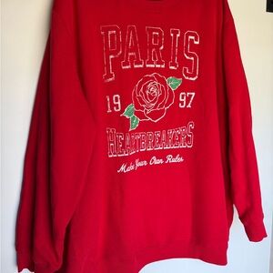 3X Red 'Paris Heartbreakers' Women’s Crewneck Sweater